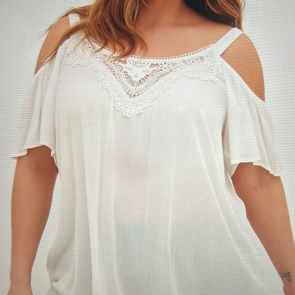 Torrid Cold Shoulder White Tank Crinkle Gauze sz 1x